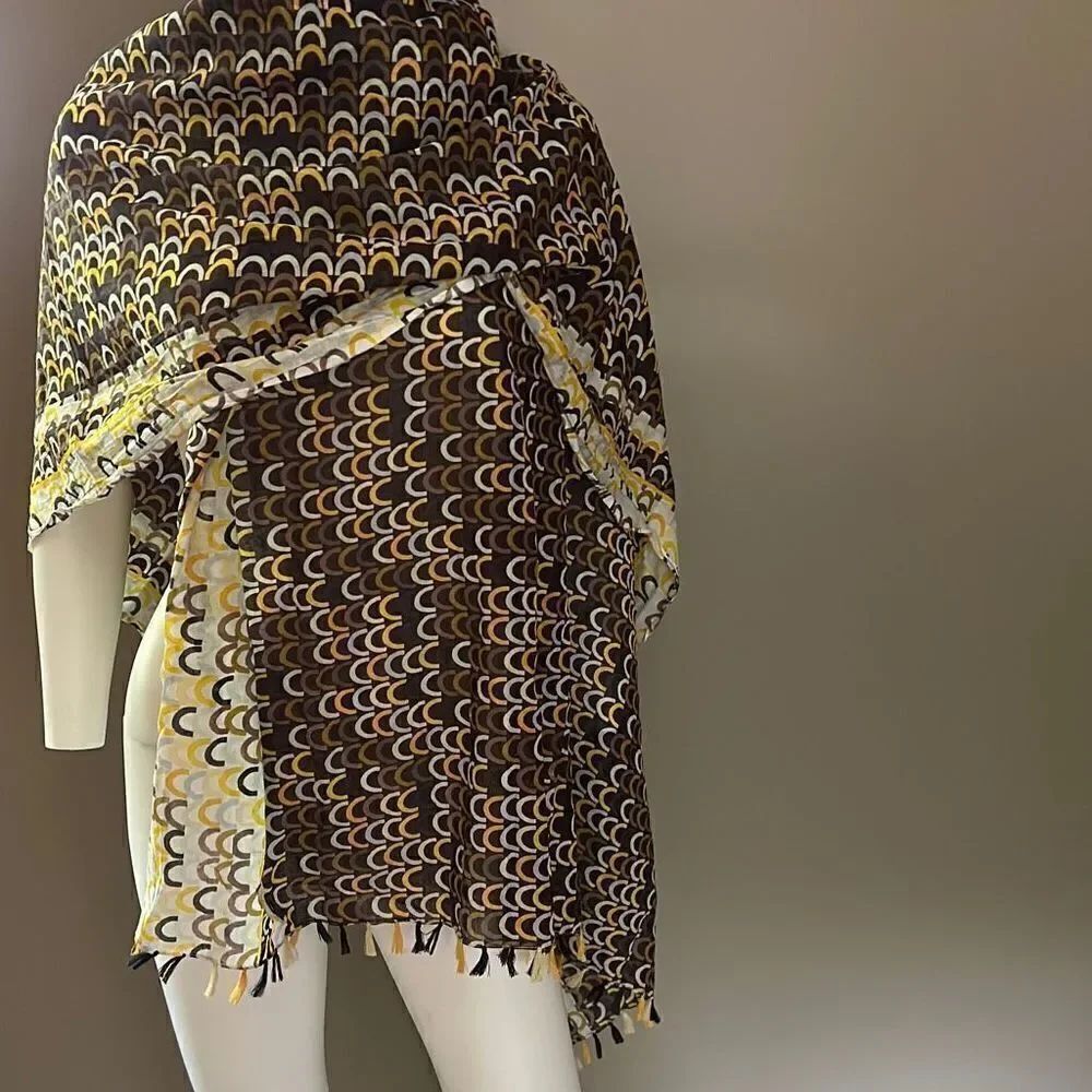Linen Tassel Scarf Fall Colors - Picture 5 of 9